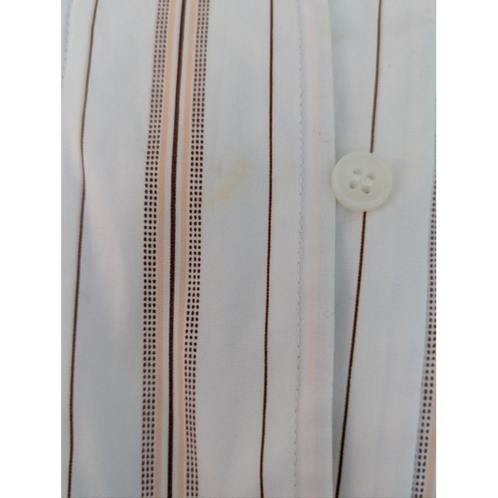 By Malene Birger Striped Ruched Sleeve Cotton Tunic Blouse White Tan Small 36 - Picture 7 of 13